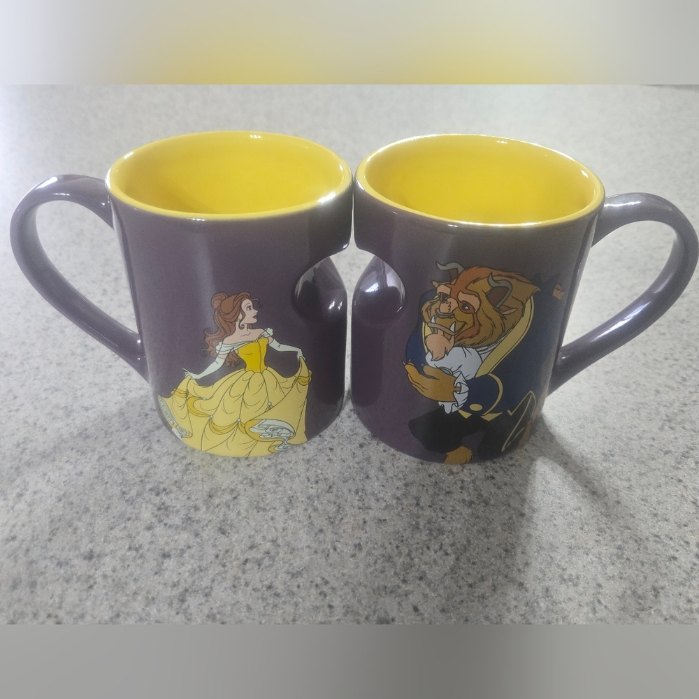 Disney Purple and Yellow Beauty and the Beast Mugs